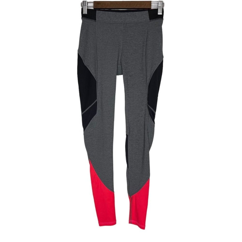 Ivy Park Athletic Grey, Pink, and Black Colorblock Mesh Leggings Size Small